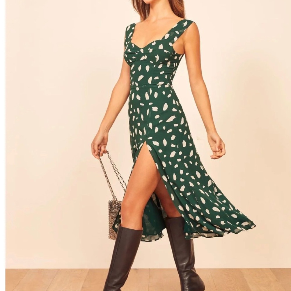 Reformation Fulton Dress - Green paint splatter NWT